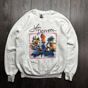 Vintage 1991 John Denver Earth Songs Lee Sweatshirt White Mens Medium Made USA